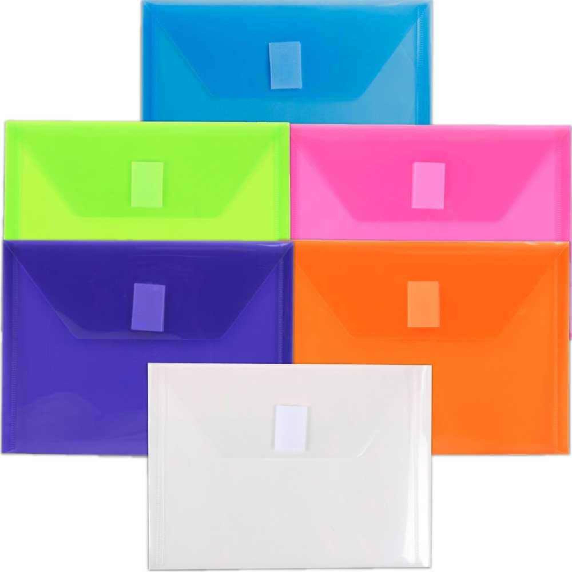 JAM Paper 5.5" x 7.5" Plastic Hook & Loop Closure Envelopes, 6ct.